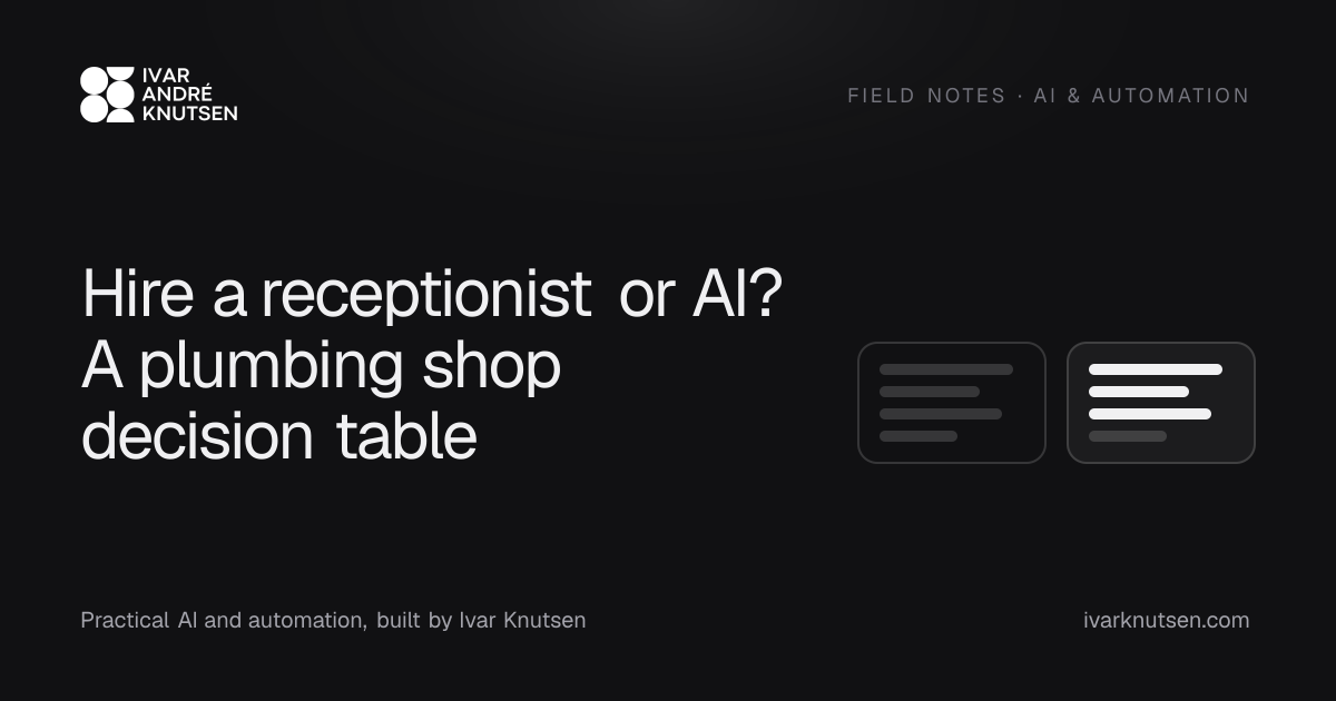 Hire a receptionist or AI? A plumbing shop decision table